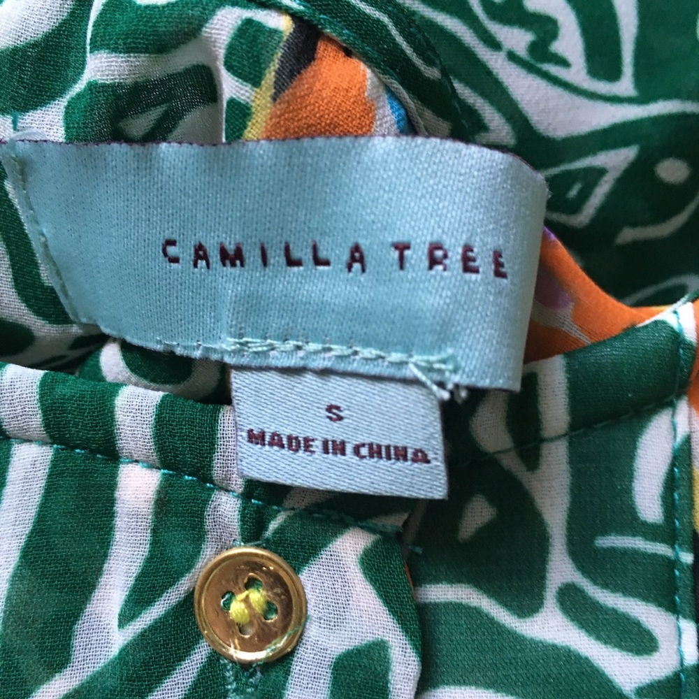 Camilla Tree NEW Asymmetrical Patterned Butterfly Sheer Button Down Abstract - Picture 5 of 7